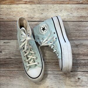 Converse All Star High-Top platform Sneakers in mint green.